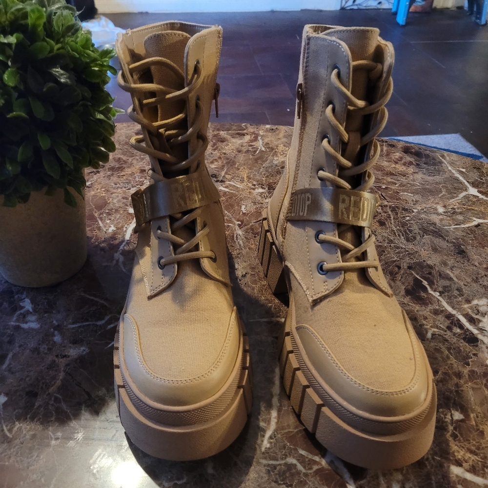 Beige High-Top Sneakers